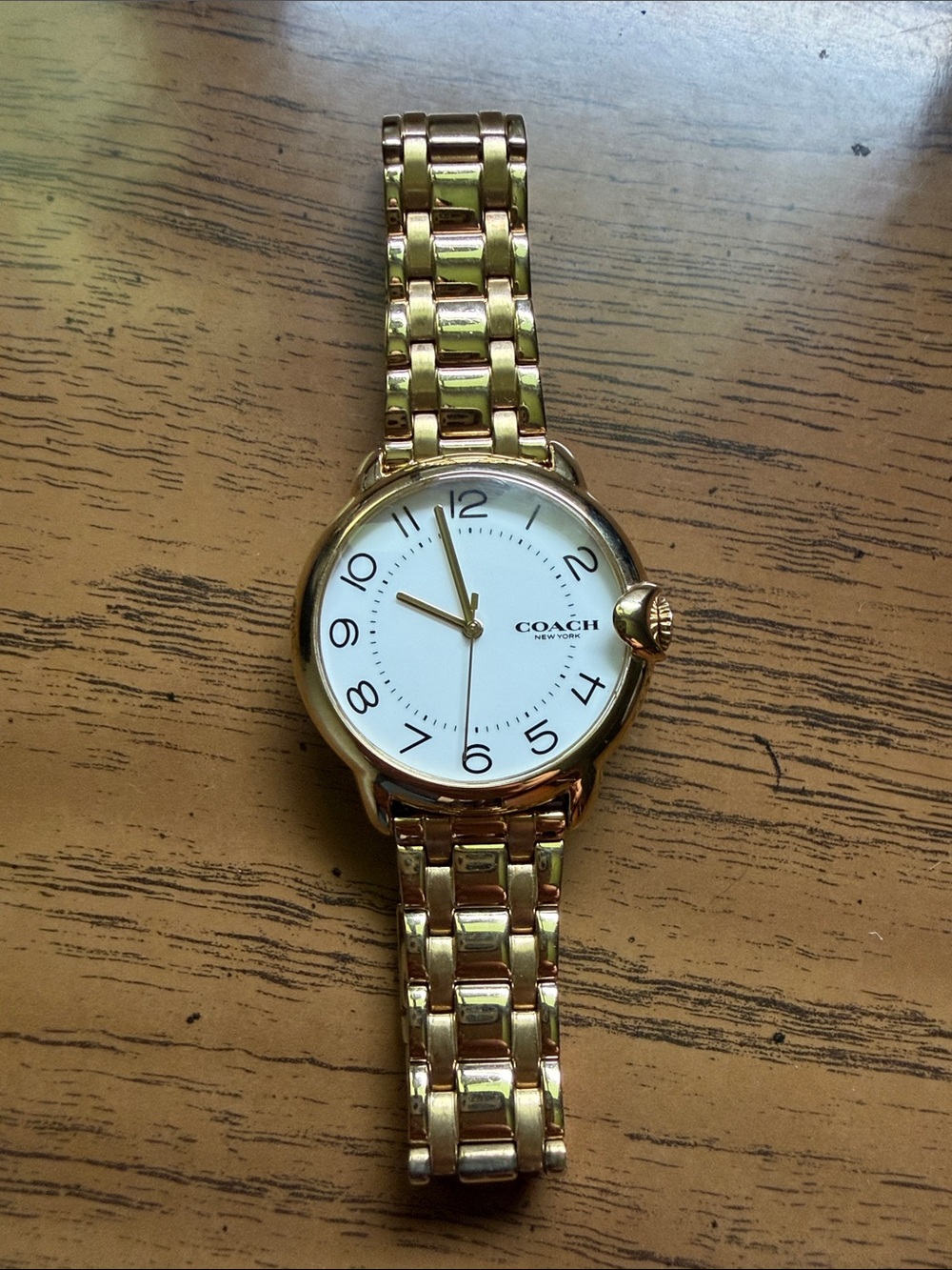 Coach Gold-Tone Bracelet Watch with White Dial